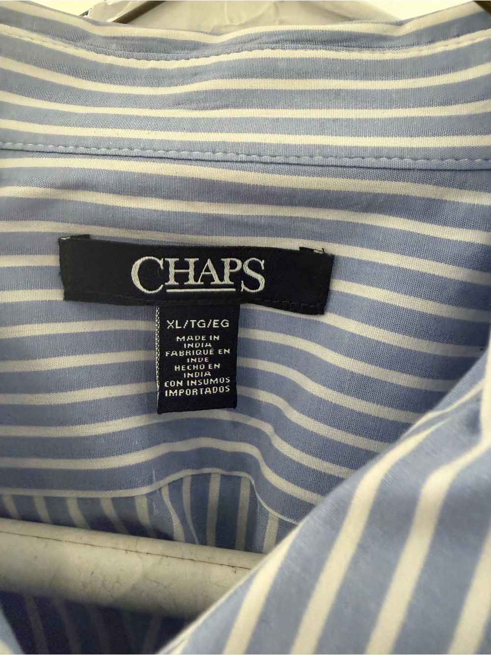 Chaps Women’s Light Blue and White Striped Dress Shirt - Picture 2 of 4